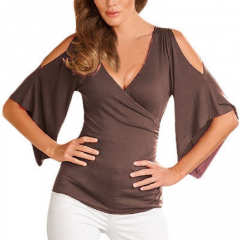 Jersey split sleeves wrap top